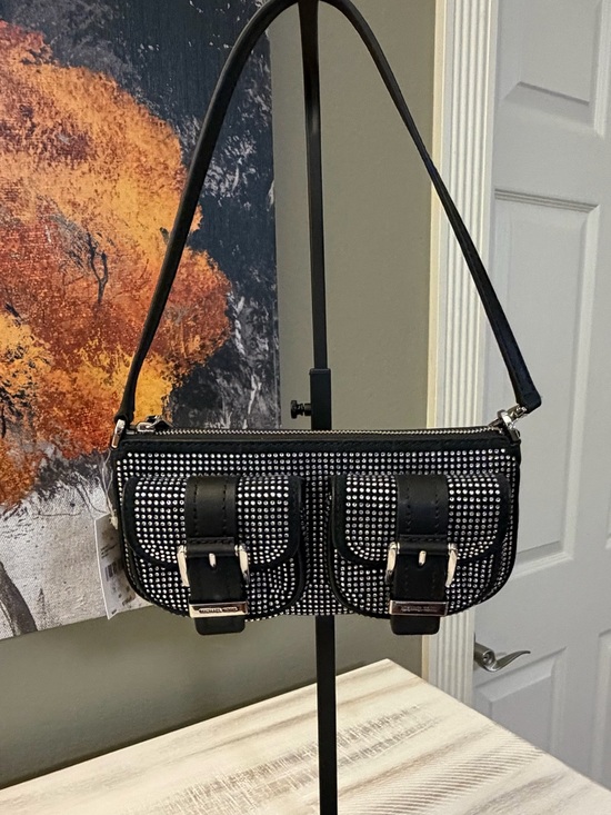 Michael Kors Handbags - Michael Kors Zoe Small Rhinestoned Cargo Utility Shoulder Bag